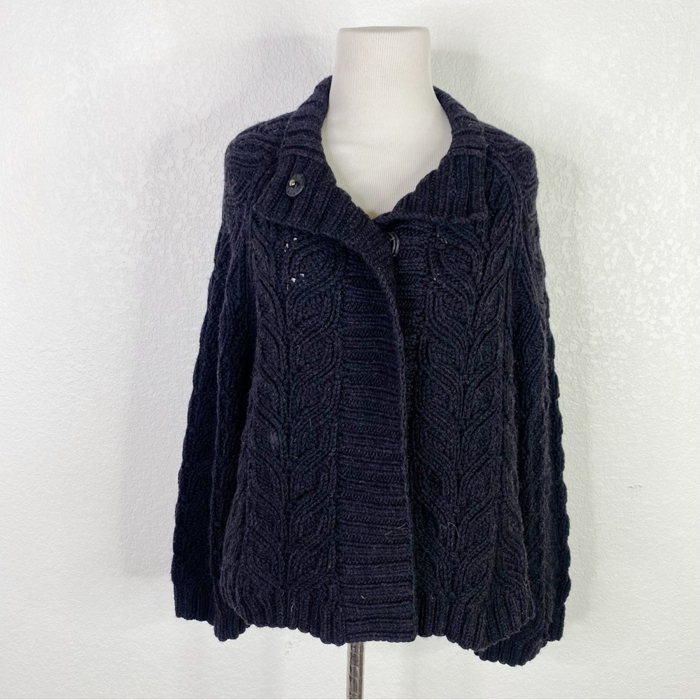 Vintage Lafayette 148 Black 100% Wool Cardigan Sweater